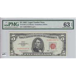$5 1963 LEGAL TENDER RED SEAL PMG 63 EPQ