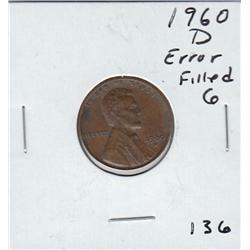 DIE ERROR 1960-D FILLED 6