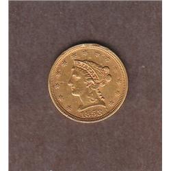 1853 GOLD $2.5 QUARTER LIBERTY EAGLE SHARP DETAILS
