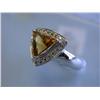 Image 2 : 14k White Gold Diamond Ring with Citrine and Diamond Accents