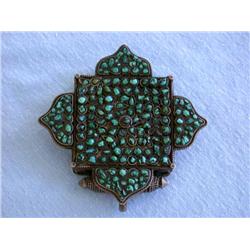 Vintage Trinket Box in Silver and Turquoise