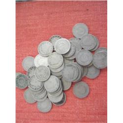 50 Mixed Lot Liberty Head V Nickels, All Readable Dates