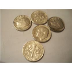 5 1964 90% Silver Roosevelt Dimes