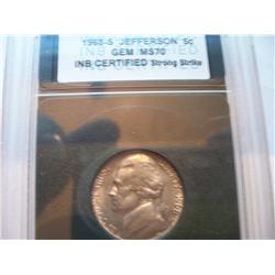 1968-S Jefferson Nickel Graded Gem MS-70 Full Strike