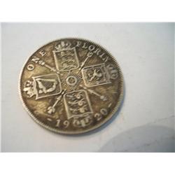 1920 Silver British 1 Florin Coin