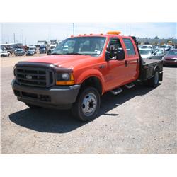 2001 FORD F450 XL SUPERDUTY, DIESEL, CREW CAB, FLAT BED,