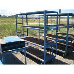 BLUE 4 SHELF CASTERED CART,