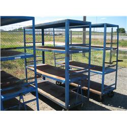 BLUE 4 SHELF CASTERED CART,
