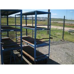 BLUE 4 SHELF CASTERED CART,