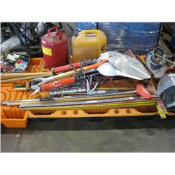 SHOVELS, GREASE GUNS, GAS TANKS, T-SQUARES,