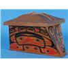 Image 1 : Larry Rosso and Glen Rabena Carved Canoe Box with Painted Human, Raven and Halibut Design 18 3/4" L.