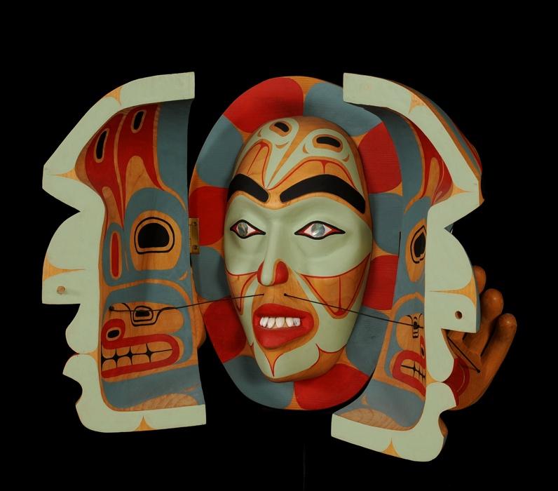 David Neel Two Spirited Transformation Mask - Carved Alder and Yellow ...