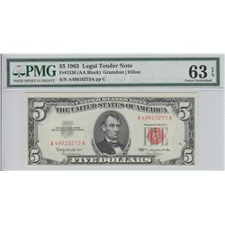 $5 1963 LEGAL TENDER PMG 63