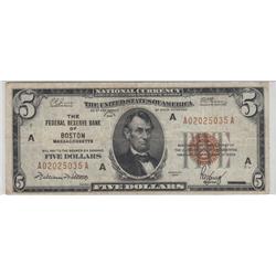 $5 FRBN BOSTON 1929