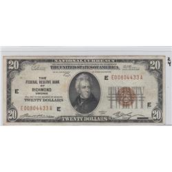 $20 FRBN RICHMOND BROWN SEAL 1929