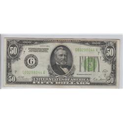 $50 REDEEMABLE IN GOLD 1928