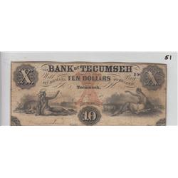TECUMSEH $10 OBSOLETE MICHIGAN