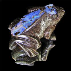 98.80ct Australian Boulder Opal Handcarved Frog (GEM-31852)