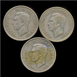 1939 Britain Silver 1/2 Crown VF/XF 3pcs (COI-8880)