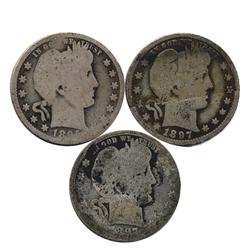 1897O Barber Quarters Lot of 3 Better Circulated (COI-7416)