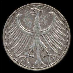 1956D Germany 5 Mark Hi Grade RARE (COI-8221)