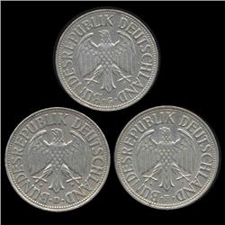 1968D/G/F Germany 1 Mark Hi Grade Scarce 3 Pcs (COI-8174)