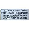 Image 3 : 1922 Peace Dollar Mint Errors PCGS MS66 w/Appraisal
