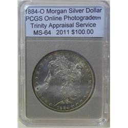 1884-O Morgan Silver Dollar PCGS MS64 w/Appraisal