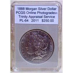 1888 Morgan Silver Dollar PCGS PL-64 w/Appraisal