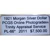 Image 2 : 1921 Morgan Silver Dollar PCGS PL-66 w/Appraisal