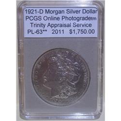 1921-D Morgan Dollar *VAM!* PCGS PL-63 w/Appraisal