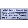 Image 2 : 1922-S Peace Dollar "VAM" PCGS MS-61w/Appraisal
