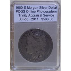 1900-S Morgan Silver Dollar PCGS XF-55 w/Appraisal