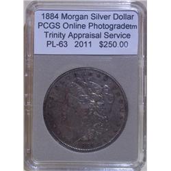 1884 Morgan Silver Dollar PCGS PL-63 w/Appraisal