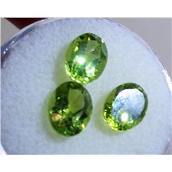 Lot- 3 Oval Cut Peridot Loose Gemstones