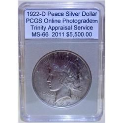 1922-D Peace Dollar "VAM" PCGS MS-66 w/Appraisal