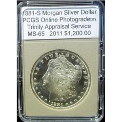 1881-S Morgan Silver Dollar PCGS MS-65 w/Appraisal