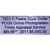 Image 2 : 1922-D Peace Dollar *Error* PCGS MS-66 w/Appraisal