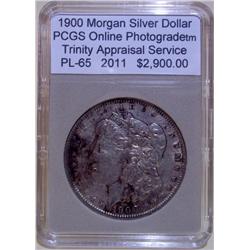 1900 Morgan Silver Dollar PCGS PL-65 w/Appraisal