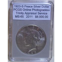 1923-S Peace Silver Dollar PCGS MS-65 w/Appraisal