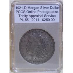 1921-D Morgan Silver Dollar PCGS PL-55 w/Appraisal