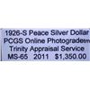 Image 2 : 1926-S Peace Silver Dollar PCGS MS-66 w/Appraisal