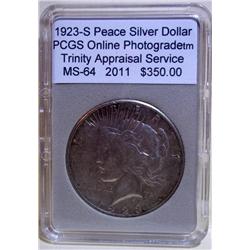 1923-S Peace Silver Dollar PCGS MS-64 w/Appraisal