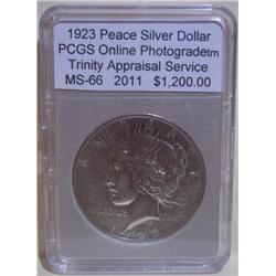 1923 Peace Silver Dollar PCGS MS-66 w/Appraisal