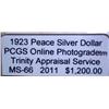 Image 2 : 1923 Peace Silver Dollar PCGS MS-66 w/Appraisal