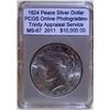 Image 1 : 1924 Peace Silver Dollar PCGS MS-67 w/Appraisal