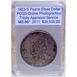 1923-S Peace Dollar PCGS MS-66 "RED" w/Appraisal