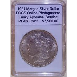 1921 Morgan Silver Dollar PCGS PL-66 w/Appraisal