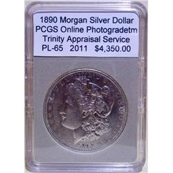 1890 Morgan Silver Dollar PCGS PL-65 w/Appraisal