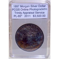 1897 Morgan Dollar PCGS PL-65 w/App Full Rainbow